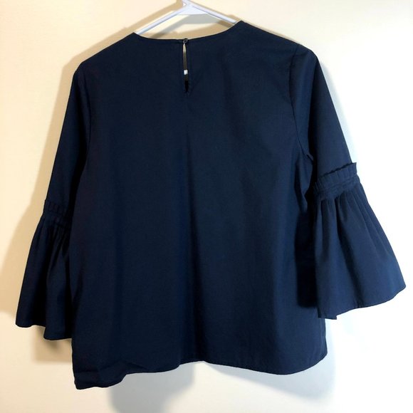 New Marled by Reunited Navy Blue Bell Sleeves Top - Picture 3 of 3
